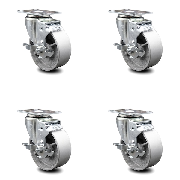 4 Inch Semi Steel Wheel Swivel Top Plate Caster Set with Brake